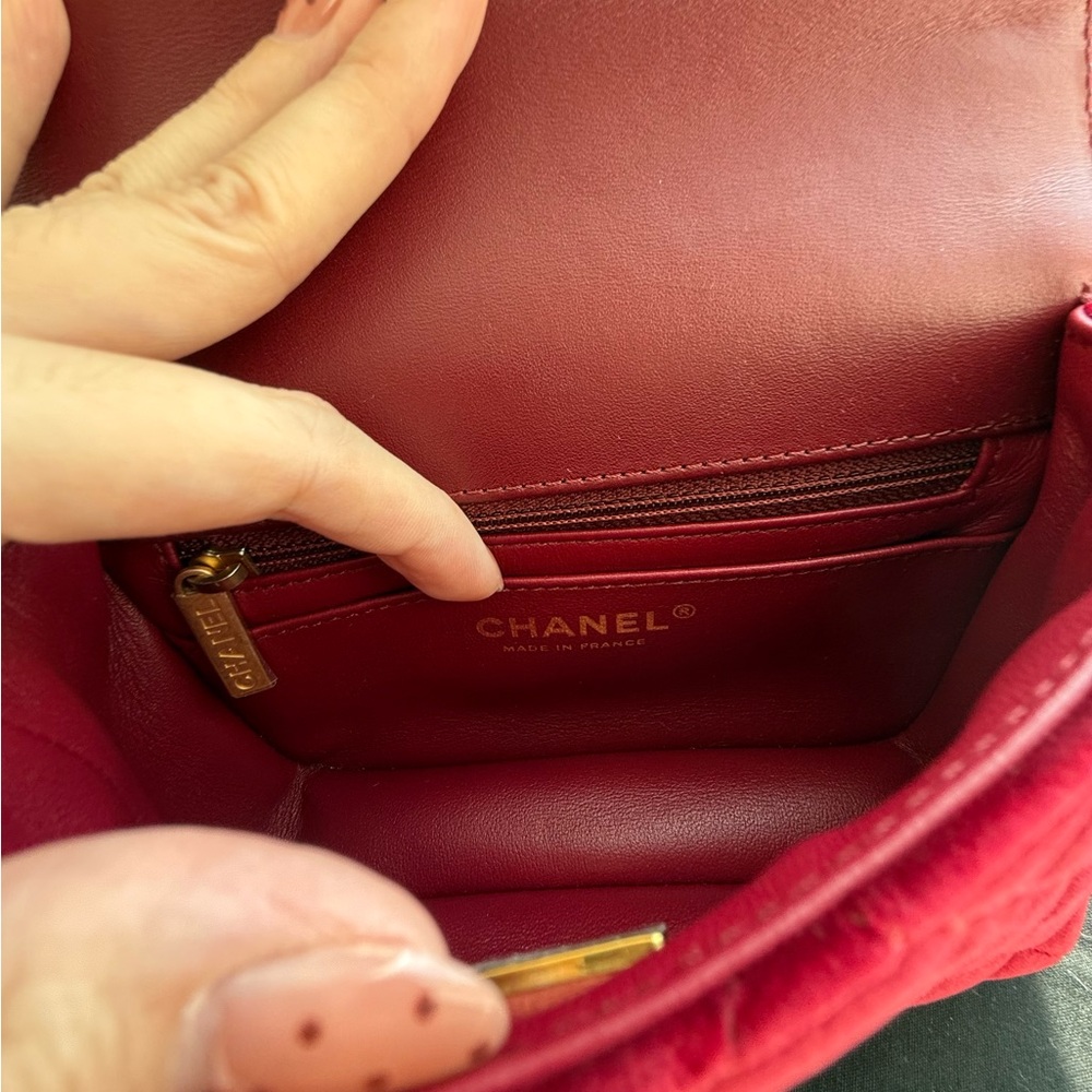 Chanel Burgundy Quilted Velvet Flap Bag - Picture 14 of 16